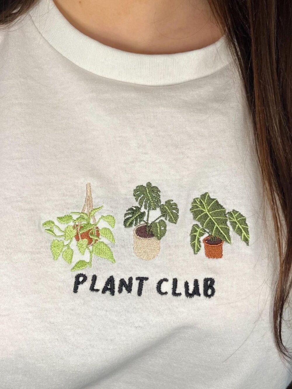 Plant Club Embroidered T-Shirt | Unisex Tee | Botanical Embroidery Tee